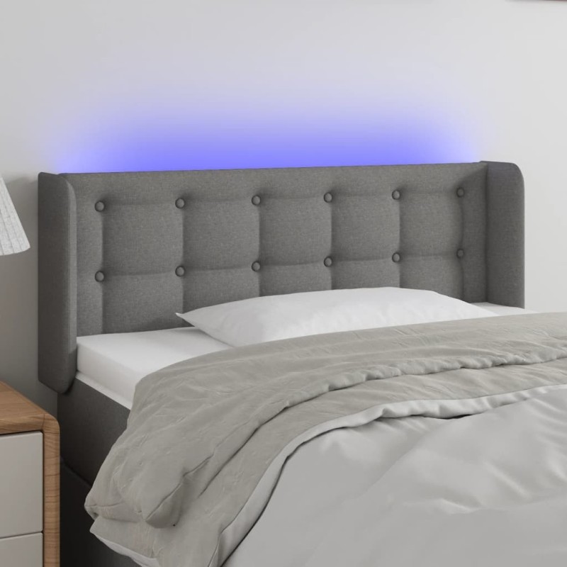 Tête de lit à LED gris foncé 103x16x78/88 cm tissu 