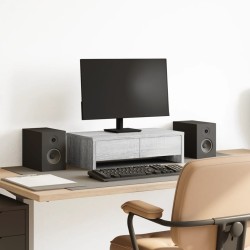 Support de moniteur avec tiroirs sonoma gris bois d'ingénierie 