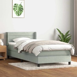 Sommier à lattes de lit et matelas gris clair 80x210 cm velours 