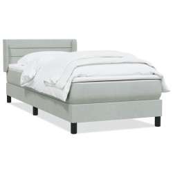 Sommier à lattes de lit et matelas gris clair 80x210 cm velours 