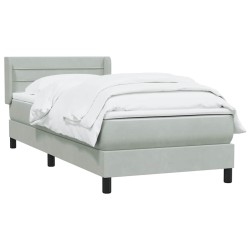Sommier à lattes de lit et matelas gris clair 80x210 cm velours 