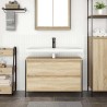 Meuble salle de bain lavabo tiroirs chêne sonoma 90x34,5x60 cm 