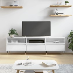 Meuble TV blanc brillant 150x30x44,5 cm bois d'ingénierie 