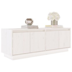 Meuble TV Blanc 110x34x40 cm Bois de pin massif 