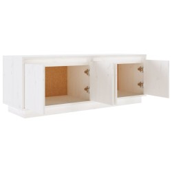 Meuble TV Blanc 110x34x40 cm Bois de pin massif 