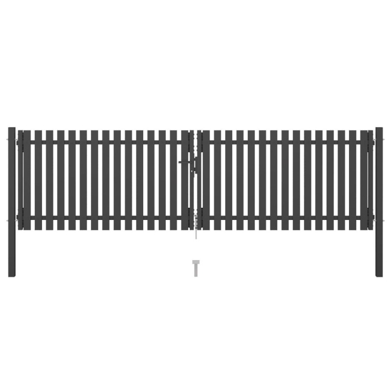Portail de clôture de jardin Acier 4x1,25 m Anthracite 