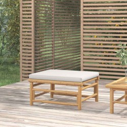 Repose-pieds de jardin avec coussin gris clair bambou 