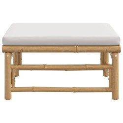 Repose-pieds de jardin avec coussin gris clair bambou 