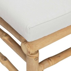 Repose-pieds de jardin avec coussin gris clair bambou 