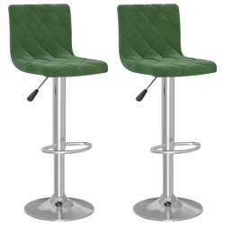 Tabourets de bar lot de 2 vert foncé velours 