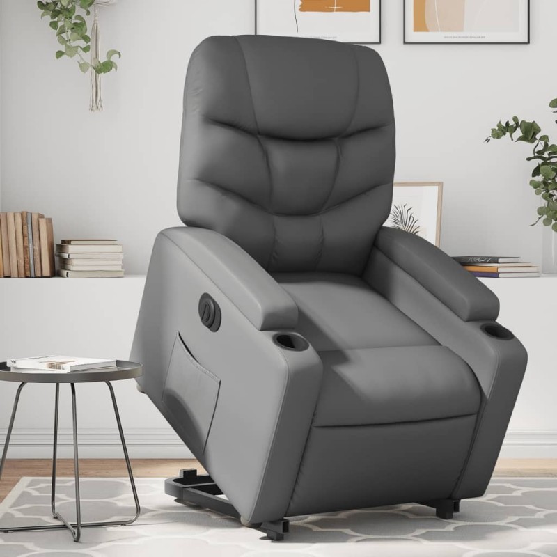 Fauteuil inclinable électrique gris similicuir 
