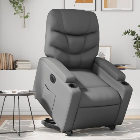 Fauteuil inclinable électrique gris similicuir 
