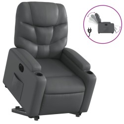 Fauteuil inclinable électrique gris similicuir 