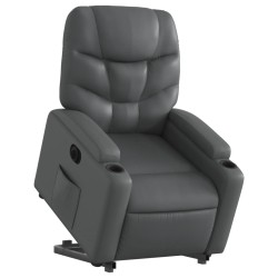 Fauteuil inclinable électrique gris similicuir 