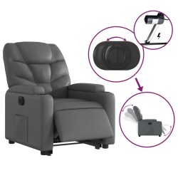 Fauteuil inclinable électrique gris similicuir 