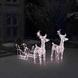 Décoration de Noël Rennes et traîneau 160 LED 130 cm Acrylique 