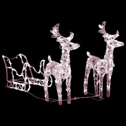 Décoration de Noël Rennes et traîneau 160 LED 130 cm Acrylique 