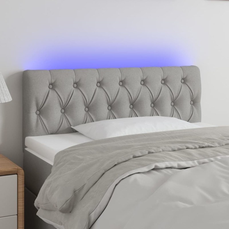 Tête de lit à LED gris clair 100x7x78/88 cm tissu 