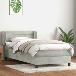 Sommier à lattes de lit et matelas gris clair 80x210 cm velours 