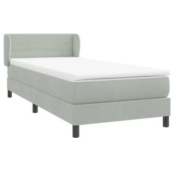 Sommier à lattes de lit et matelas gris clair 80x210 cm velours 