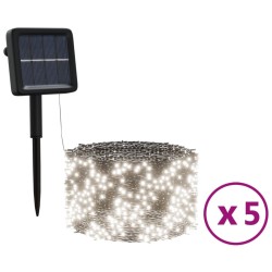 Lampes solaires 5 pcs 5x200 LED Blanc froid Intérieur Extérieur 