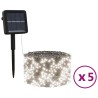 Lampes solaires 5 pcs 5x200 LED Blanc froid Intérieur Extérieur 