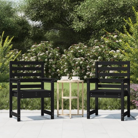 Chaises de jardin lot de 2 noir 60x48x91 cm bois massif de pin 