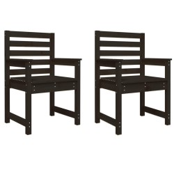 Chaises de jardin lot de 2 noir 60x48x91 cm bois massif de pin 