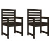 Chaises de jardin lot de 2 noir 60x48x91 cm bois massif de pin 