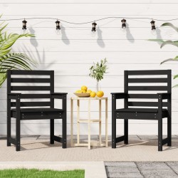 Chaises de jardin lot de 2 noir 60x48x91 cm bois massif de pin 