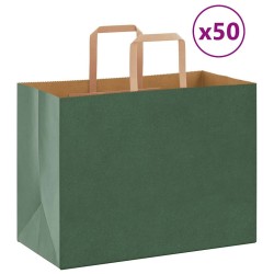 Sacs en papier 50 pcs avec poignées vert 32x17x25 cm 