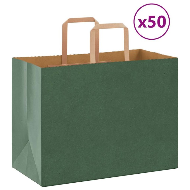 Sacs en papier 50 pcs avec poignées vert 32x17x25 cm 