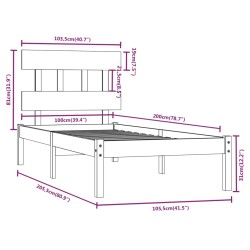 Cadre de lit sans matelas blanc 100x200 cm bois massif 