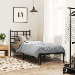 Cadre de lit métal sans matelas avec tête de lit noir 80x200 cm 