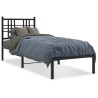 Cadre de lit métal sans matelas avec tête de lit noir 80x200 cm 