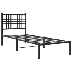 Cadre de lit métal sans matelas avec tête de lit noir 80x200 cm 