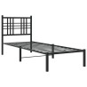 Cadre de lit métal sans matelas avec tête de lit noir 80x200 cm 