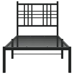 Cadre de lit métal sans matelas avec tête de lit noir 80x200 cm 