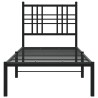 Cadre de lit métal sans matelas avec tête de lit noir 80x200 cm 