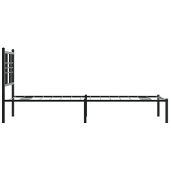 Cadre de lit métal sans matelas avec tête de lit noir 80x200 cm 