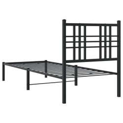 Cadre de lit métal sans matelas avec tête de lit noir 80x200 cm 