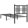 Cadre de lit métal sans matelas avec tête de lit noir 80x200 cm 
