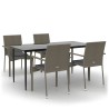 Ensemble à manger de jardin coussins 5 pcs noir et gris 