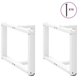 Pieds de table basse en T, 2 pièces, blanc, 60 x 25 x (42-43) cm, acier 