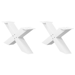 Pieds de table basse en forme de X, 2 pièces, blanc, 70 x (30-31) cm, acier 