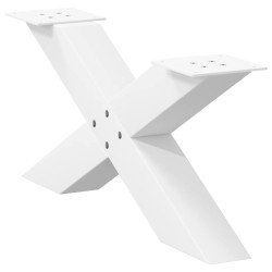 Pieds de table basse en forme de X, 2 pièces, blanc, 70 x (30-31) cm, acier 