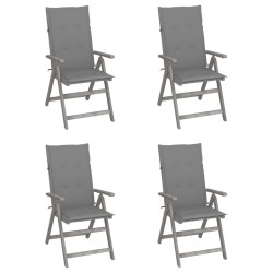Chaises inclinables de jardin lot de 4 et coussins Bois acacia 