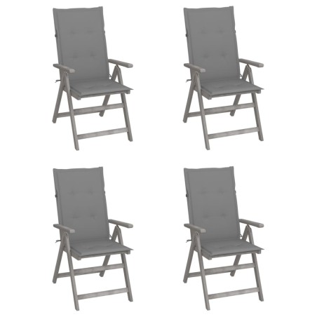 Chaises inclinables de jardin lot de 4 et coussins Bois acacia 