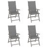 Chaises inclinables de jardin lot de 4 et coussins Bois acacia 