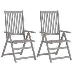 Chaises inclinables de jardin lot de 4 et coussins Bois acacia 